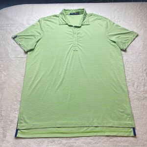 Ralph Lauren RLX Green and White Striped Polo Shirt Size Large